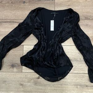 White House Black Market Sheer Black Blouse